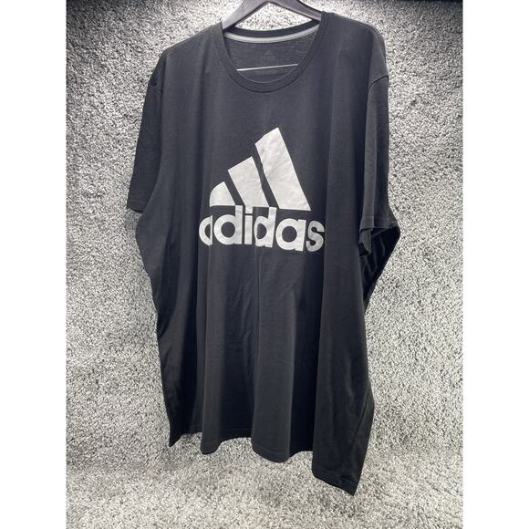 Men's Adidas 3 Stripes Logo Tee TShirt Black White Letters Size 4XL Pre Worn - Picture 7 of 12